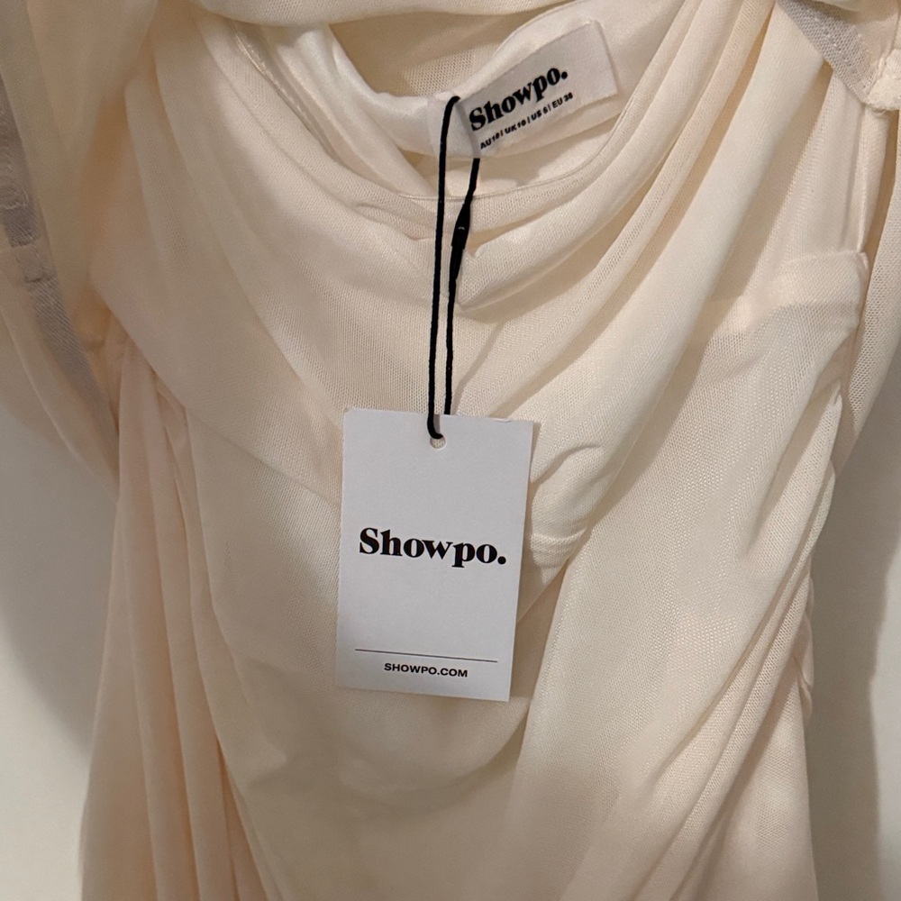 Showpo One Shoulder Cream Maxi Dress - Picture 6 of 7